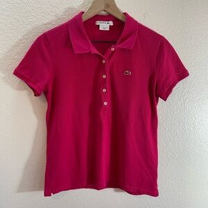 Lacoste 🐊 Preppy Sporty Women’s Magenta Polo Shirt Size S